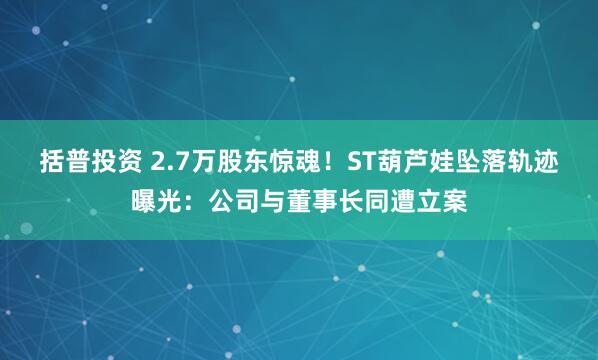 括普投资 2.7万股东惊魂！ST葫芦娃坠落轨迹曝光：公司与董事长同遭立案